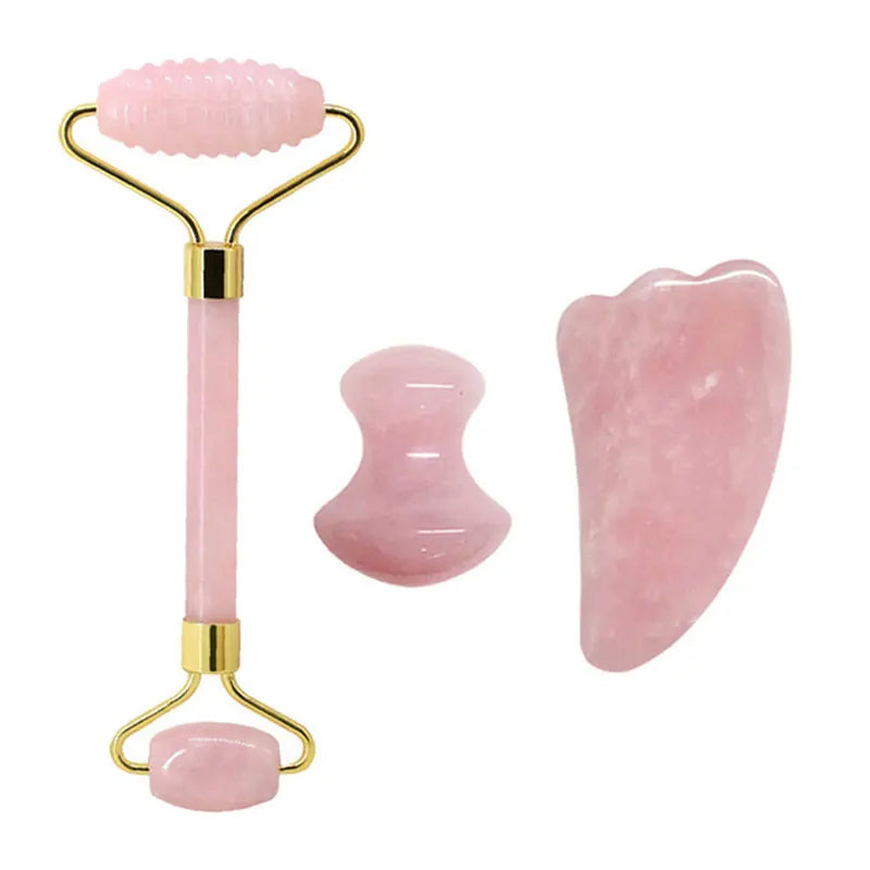 Lumivo Rose Quartz Roller & Gua Sha Set