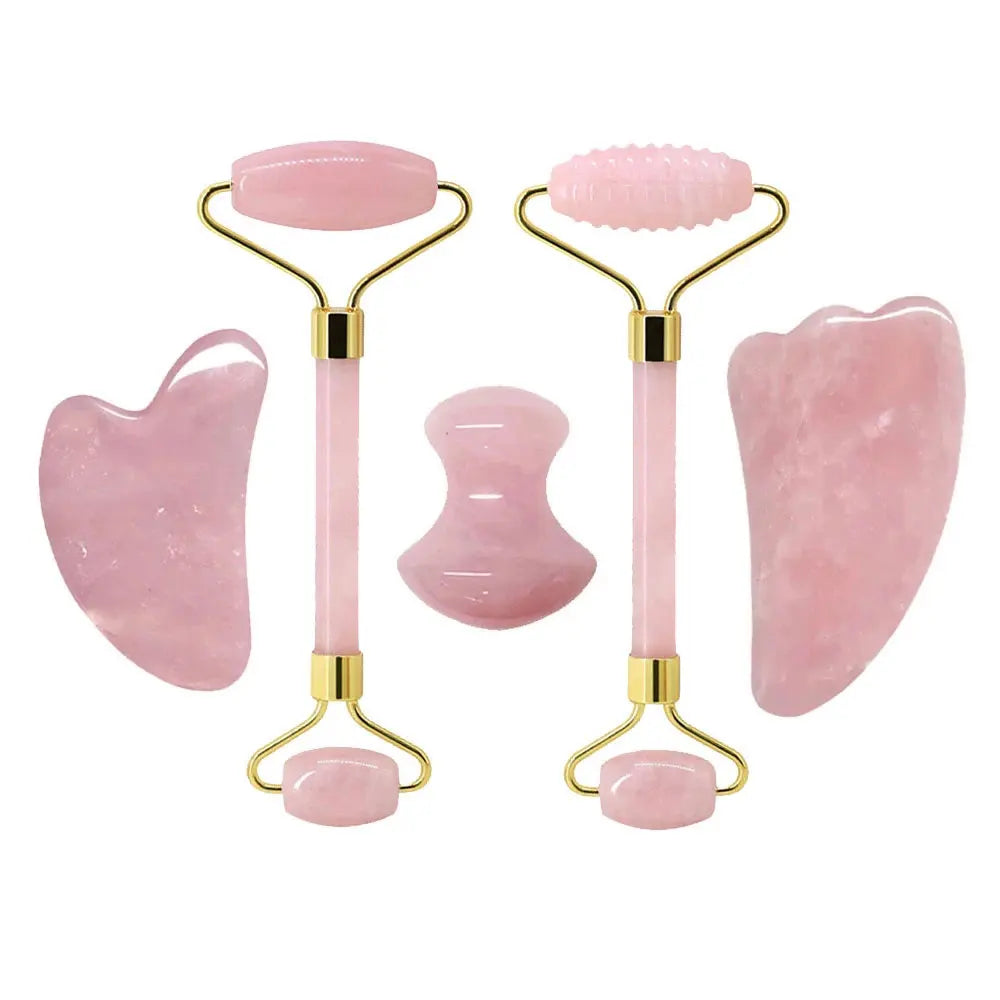 Lumivo Rose Quartz Roller & Gua Sha Set