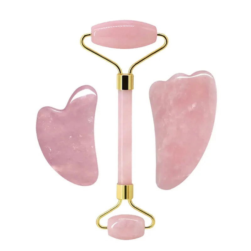 Lumivo Rose Quartz Roller & Gua Sha Set