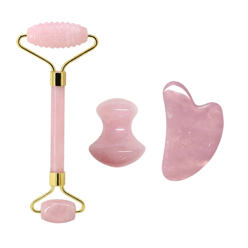 Lumivo Rose Quartz Roller & Gua Sha Set