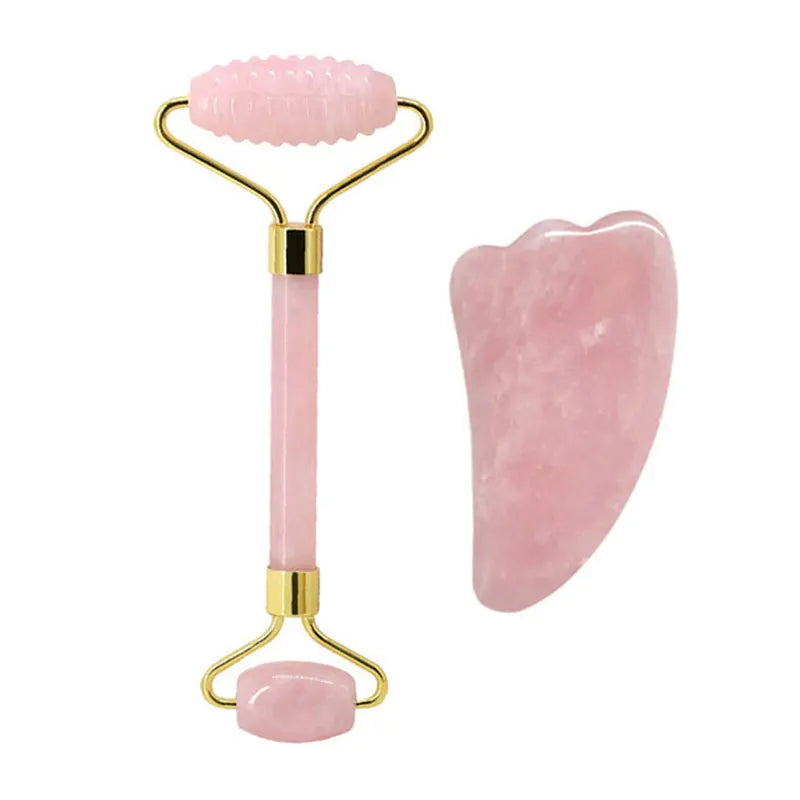 Lumivo Rose Quartz Roller & Gua Sha Set