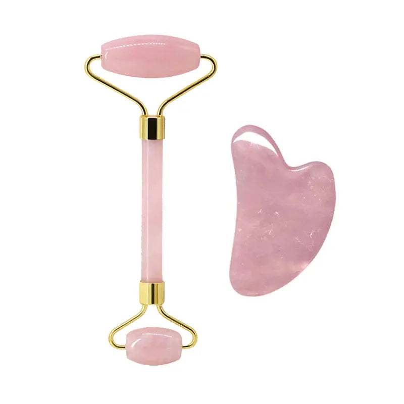 Lumivo Rose Quartz Roller & Gua Sha Set