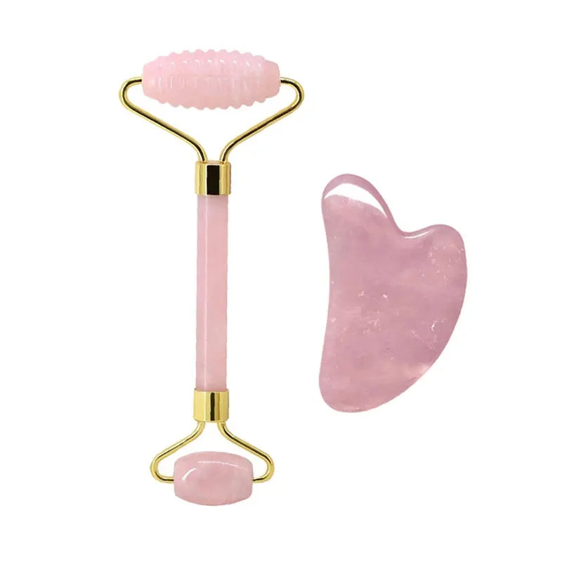 Lumivo Rose Quartz Roller & Gua Sha Set