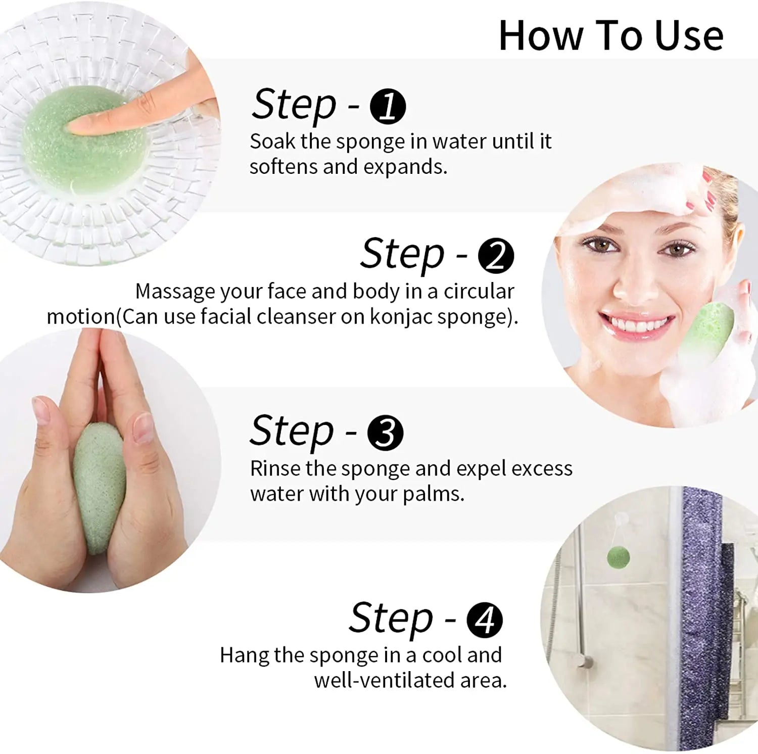 Lumivo Konjac Cleansing Sponge flat lay — natural facial sponges on bathroom countertop
