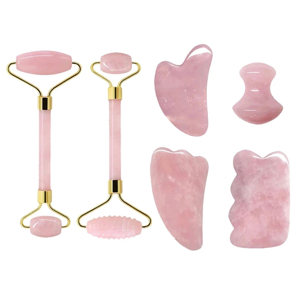 Lumivo Rose Quartz Roller & Gua Sha Set