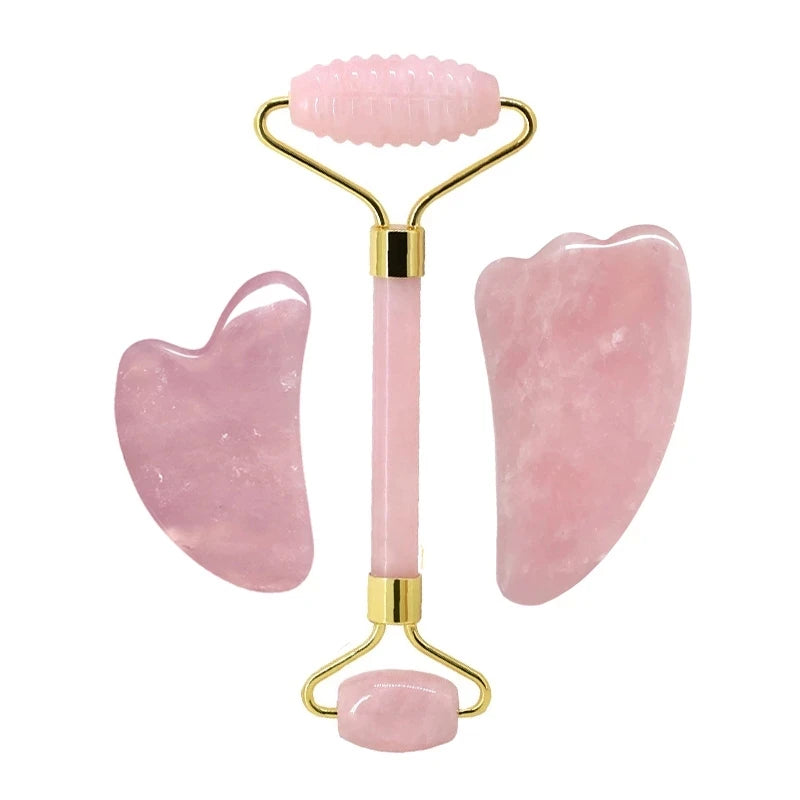 Lumivo Rose Quartz Roller & Gua Sha Set