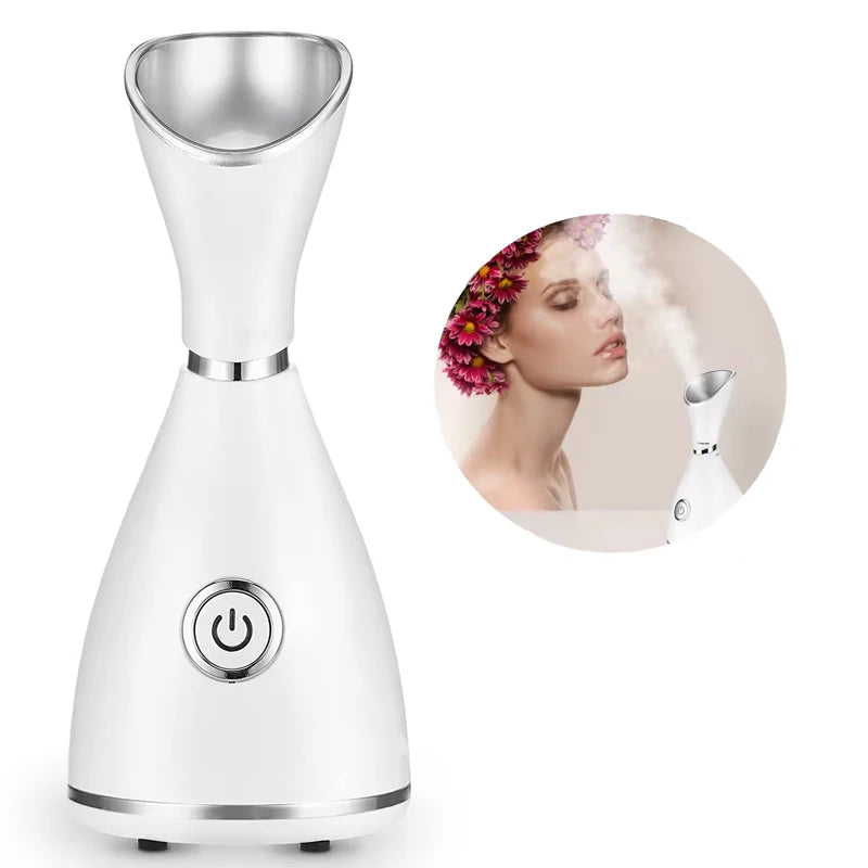 Lumivo Nano Ionic Facial Steamer — compact white steamer with mist cloud