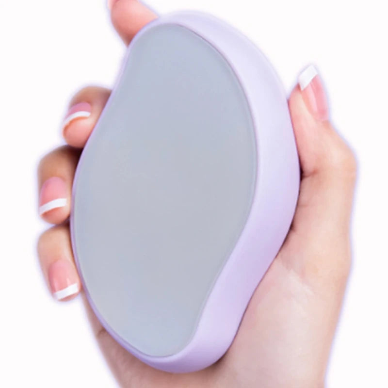 Lumivo Crystal Hair Eraser in use — painless leg hair removal with nano-crystallite surface