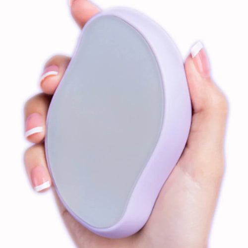 Lumivo Crystal Hair Eraser in use — painless leg hair removal with nano-crystallite surface