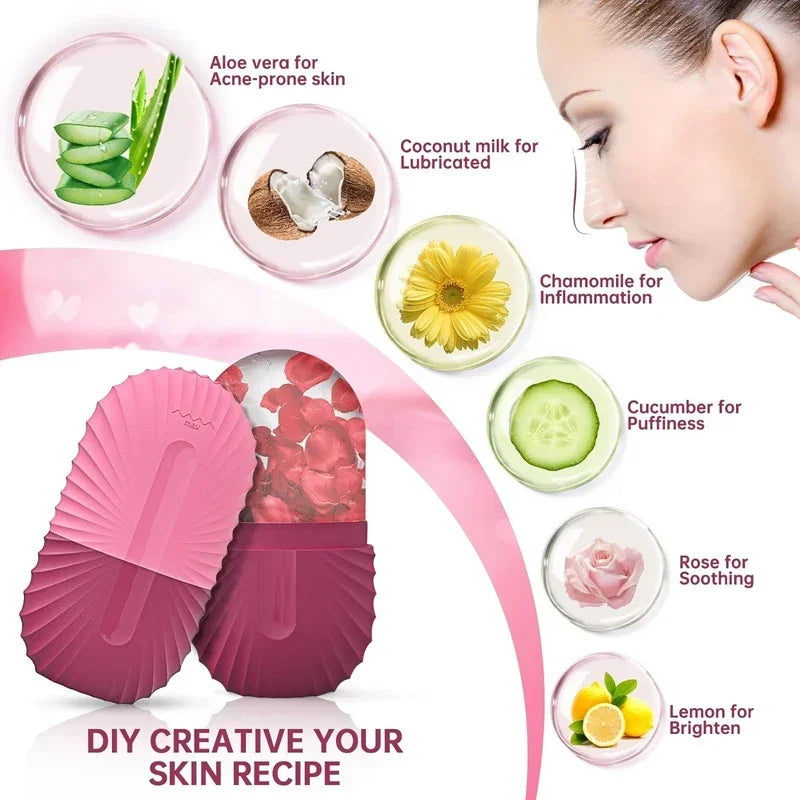 Woman using Lumivo Ice Roller — depuffing and soothing facial massage technique