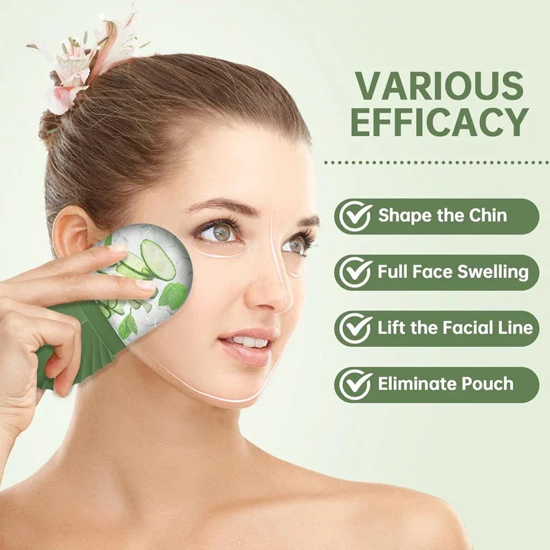 Lumivo Ice Roller product flat lay — face massager with handle detail on marble