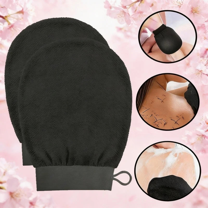 Lumivo Exfoliating Mitt texture close-up — viscose exfoliating side for deep skin polish
